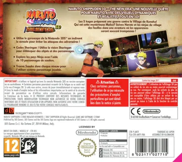 Naruto Shippuden 3D - The New Era Europe (Fr, It) box cover back